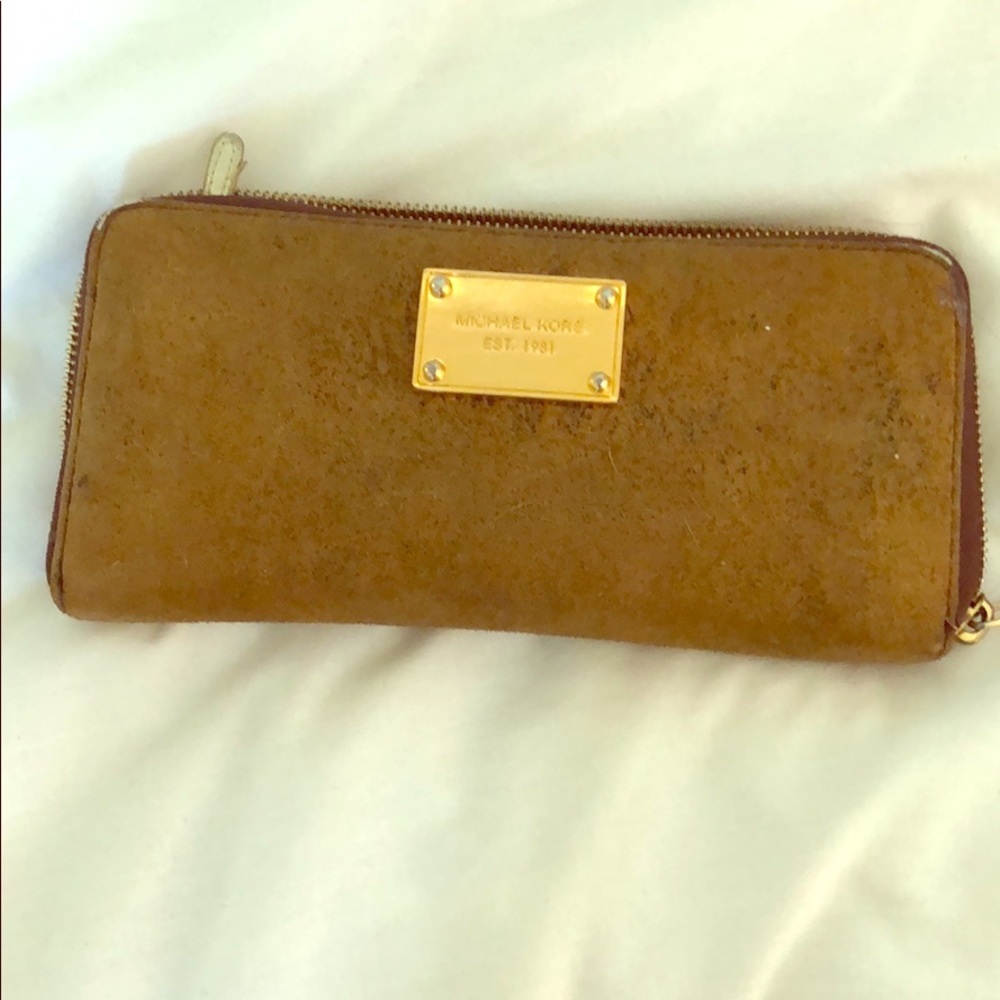 Authentic Michael Kors brown suede wallet
